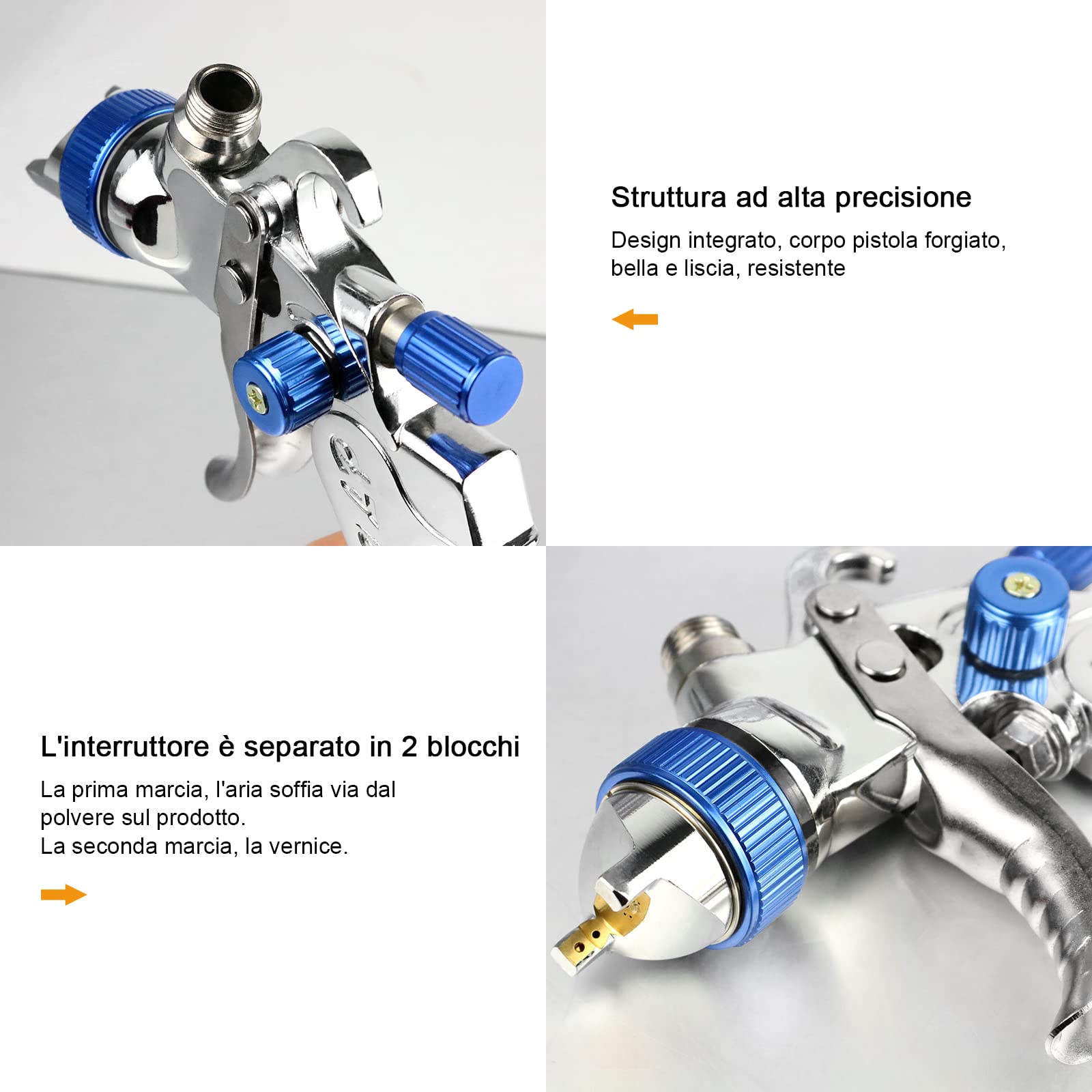 HVLP Professionnel Pistolet à Peinture Alimentation par Gravité 3 Buses 1,4mm 1,7mm 2,0mm Coupelle 600cc par gravité HVLP Meubles de Voiture Petit Pistolet de réparation