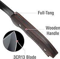 Vista 4 de WORKPRO Axe and Fixed Blade Knife Combo Set, Full Tang, Wood Handle, for Outdoor Camping Survival Hunting, Sheath Included