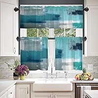 Vista 158 de Cenefas de cocina modernas con patrón de cobre marrón dorado para ventanas, cenefas opacas abstractas de marcas de arañazos y cortinas opacas