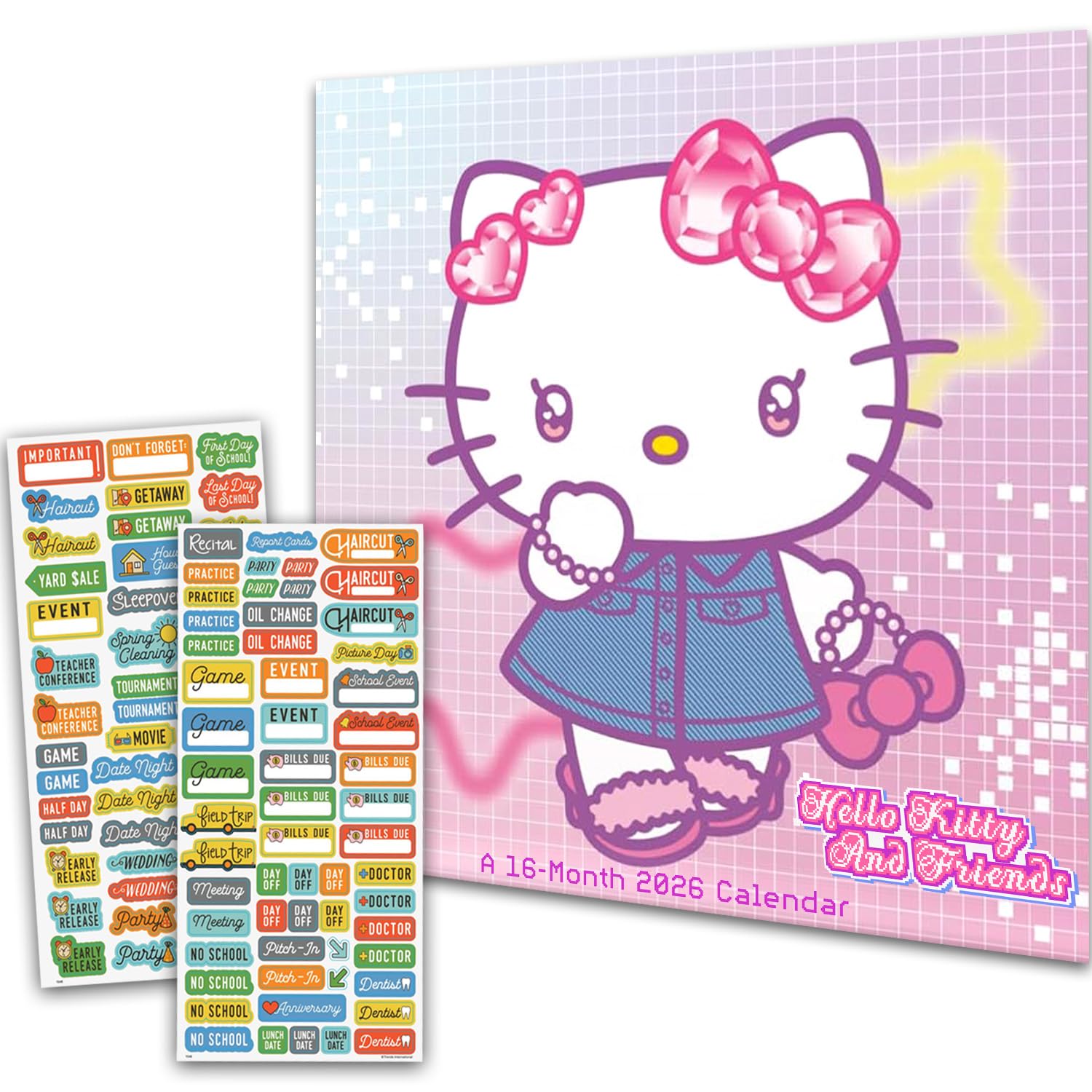 Hello Kitty Calendar 2026 - Hello Kitty 2026 Mini Wall Calendar, Includes 100+ Reminder Stickers (Sanrio Gifts, Office Supplies)