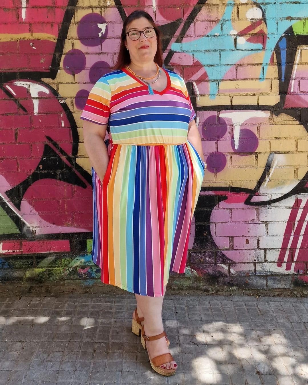 RITERA Plus Size Dresses for Curvy Women Summer Spring Womens Dress V Neck Short Sleeve Casual Dress with Pockets XL-5XL