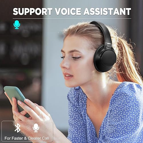 Miniatura 3 de TUINYO Auriculares inalámbricos con cancelación de ruido Bluetooth sobre la oreja con tiempo de reproducción de 60 horas, sonido estéreo de alta