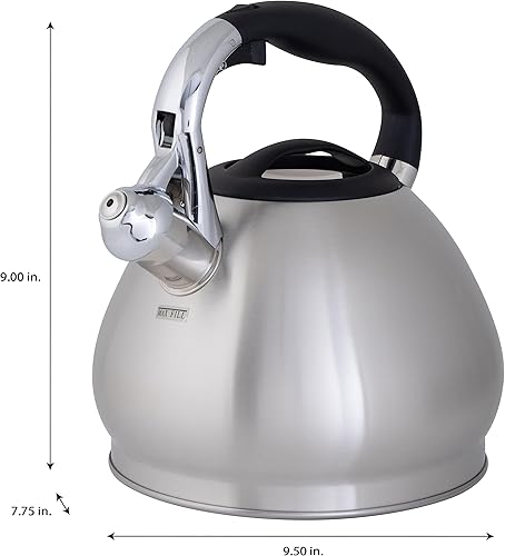 Miniatura 10 de Kitchen Details Hervidor de té silbante de acero inoxidable  Estufa  10 tazas  2.6 cuartos de galón  Cromo