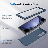 Doeshine Samsung Galaxy Z Fold 5 Tok Edzett Üveg Előlapi Képernyővédővel - Ultravékony PC Karcálló Védőtok, Ütésálló Mobiltelefon Tok, Kék 3
