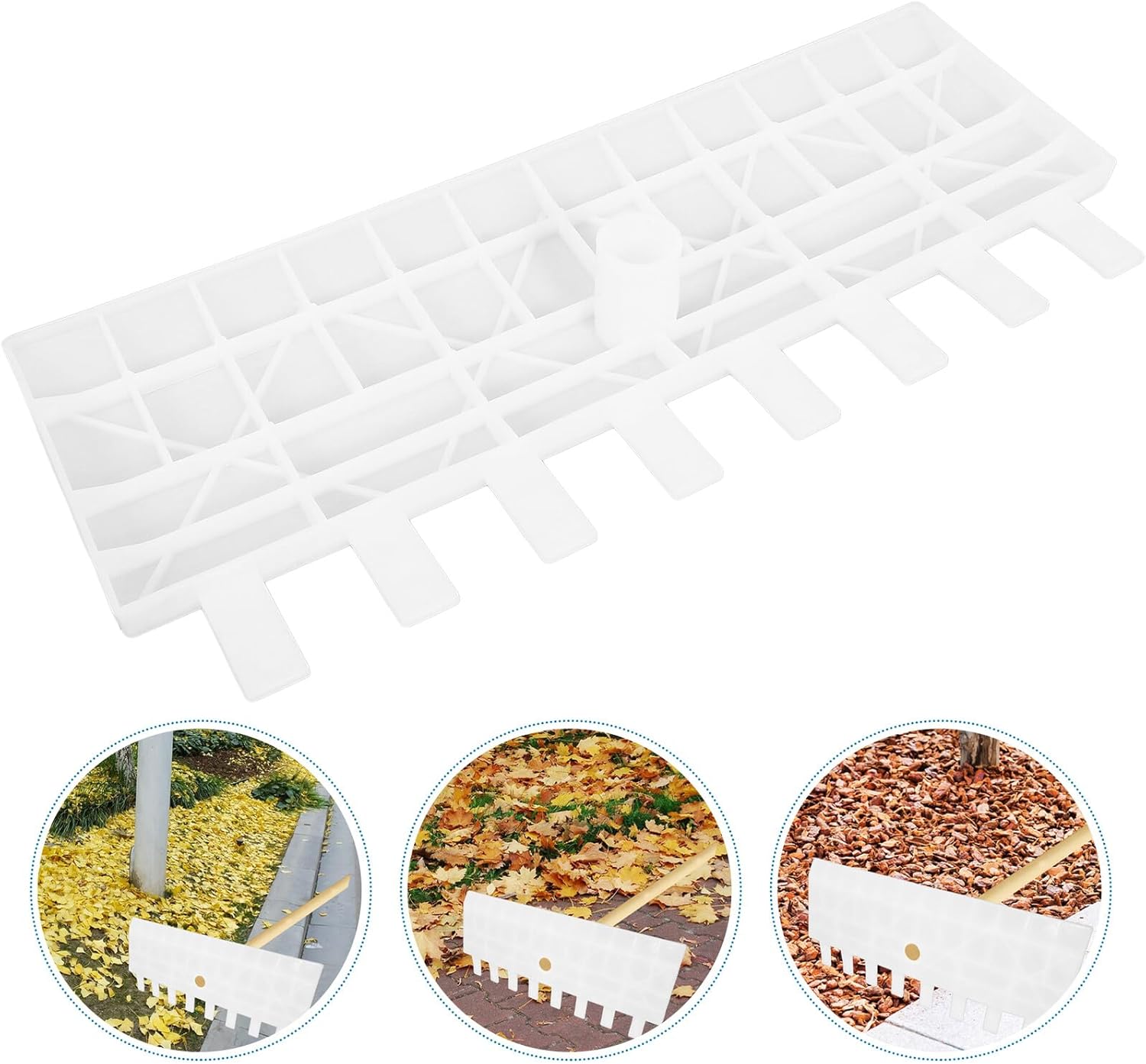 Plastic Leaf Rake Hand Scoop for Yard Work White Garden Rake Head for Lawn Leaf Collection Sturdy Plastic Gardening Tool and Lawn Cleanup