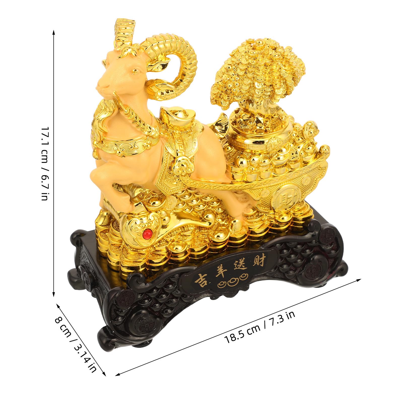 GALPADA Estatua de Oveja de Resina Dorada 2027, Adorno Zodiaco Chino