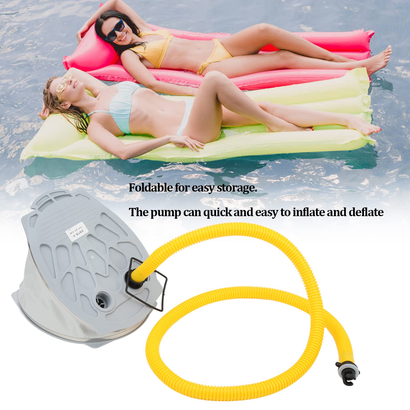 Pompa Ad Aria A Pedale Portatile - Per Gonfiabili, Barca, Kayak, Con 3 Adattatori - Foto 5