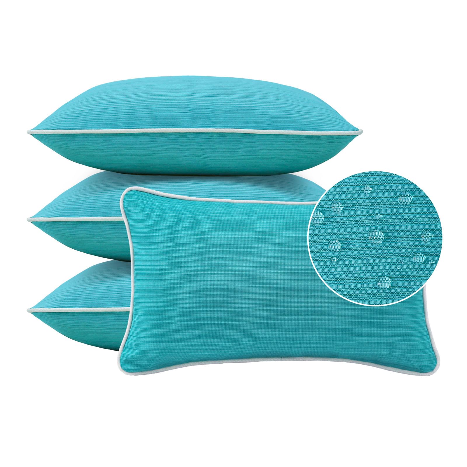 Unimatta Decorative Outdoor Water Repellent Throw Pillows with Inserts, Set of 4, 20" x12" Pillows for Patio, Backyard, Bed, Couch, and Patio