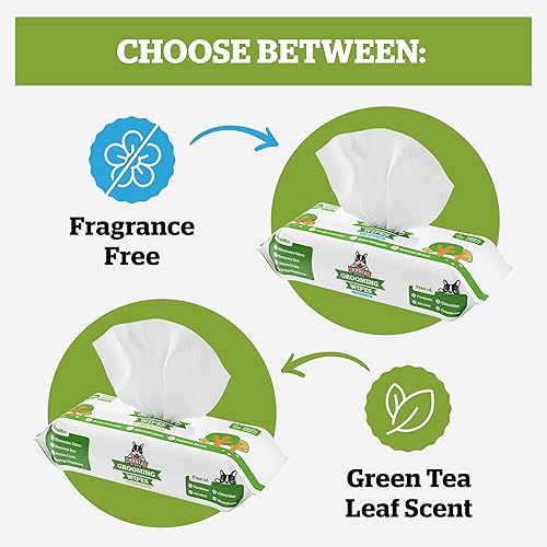 Vista 8 de Pogi's Toallitas de aseo para perros, toallitas hipoalergénicas para mascotas, para patas, cuerpo y glúteos, limpieza e hidratación, aroma a té Hoja