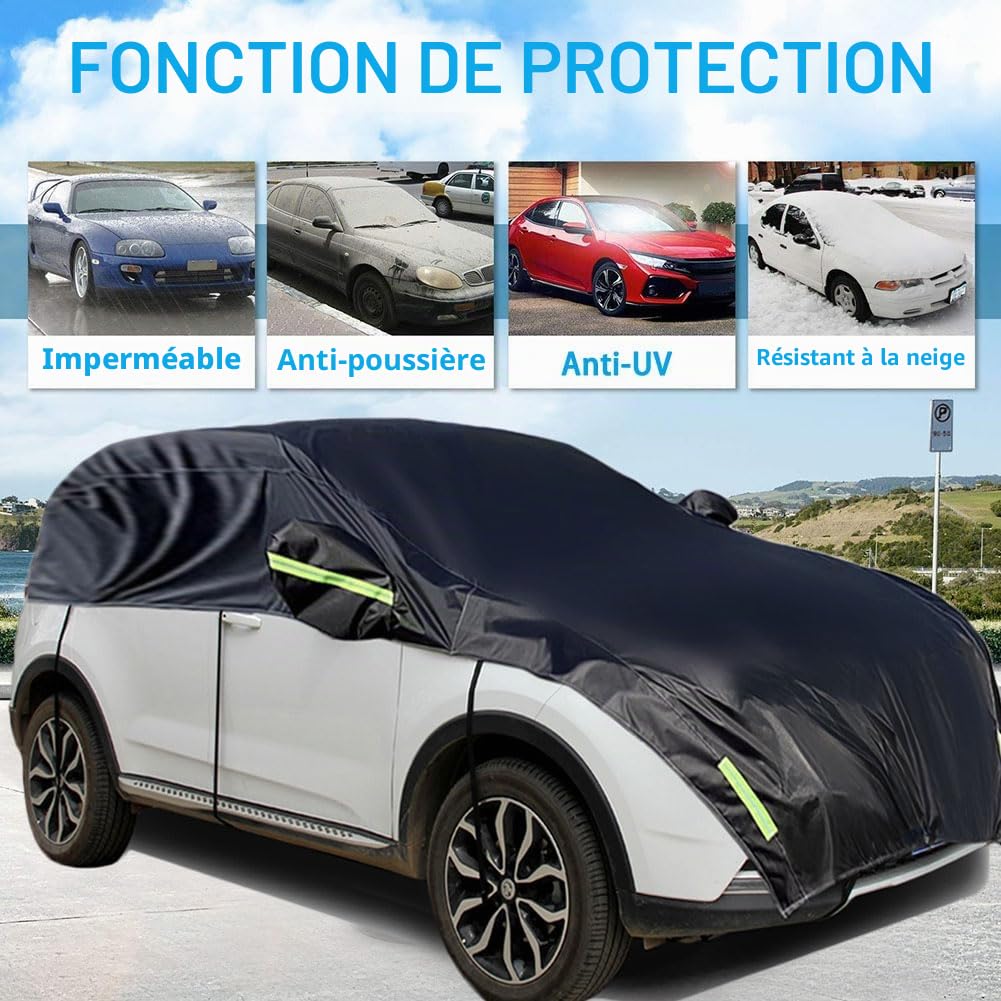 Demi Housse de Voiture Hiver été Voiture Extérieure Demi Couverture Imperméable Auto pour étanche à la poussière Universel Tissu Oxford 420D (SUV)