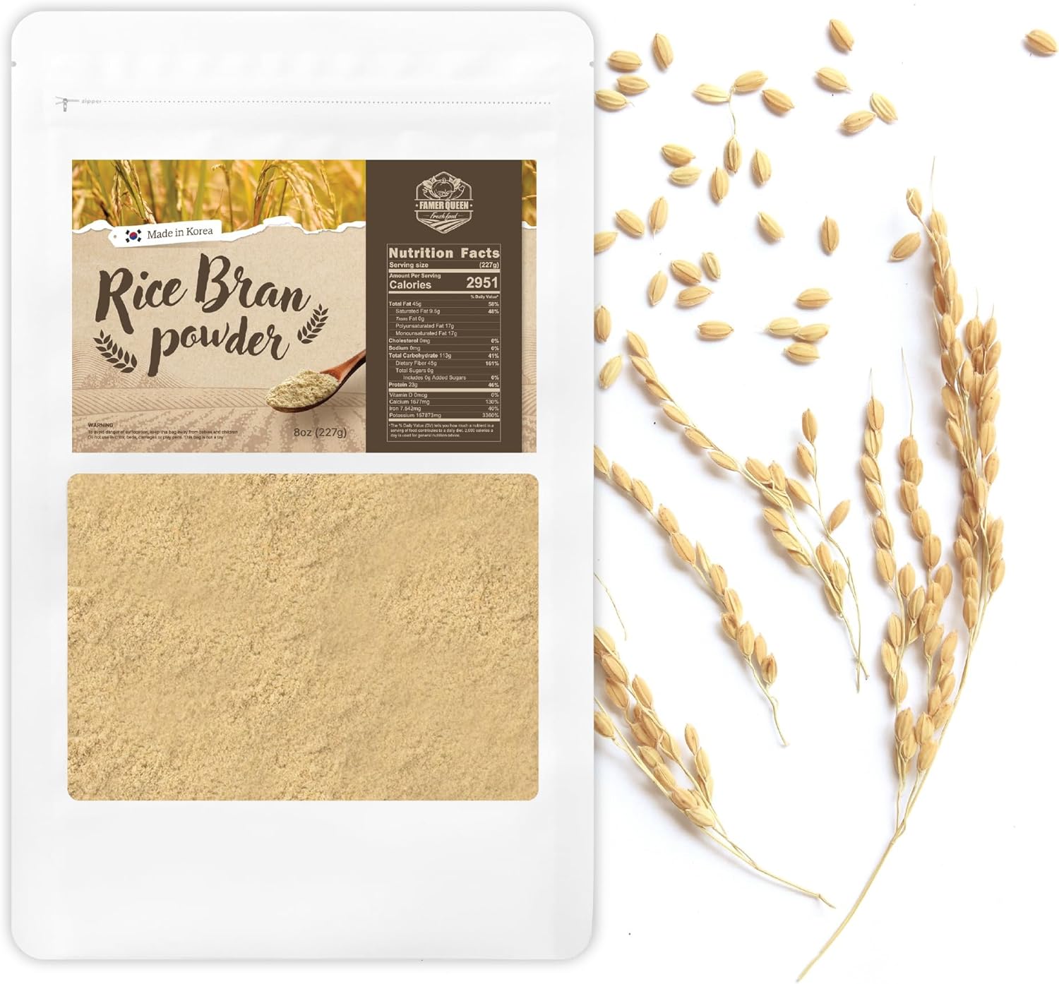 (8oz) Korean Rice Bran Powder Rich in Protein Dietary Fiber Vitamin 米糠粉 미강가루 (8oz) Korean Rice Bran Powder Rich in Protein Dietary Fiber Vitamin 米糠粉 미강가루