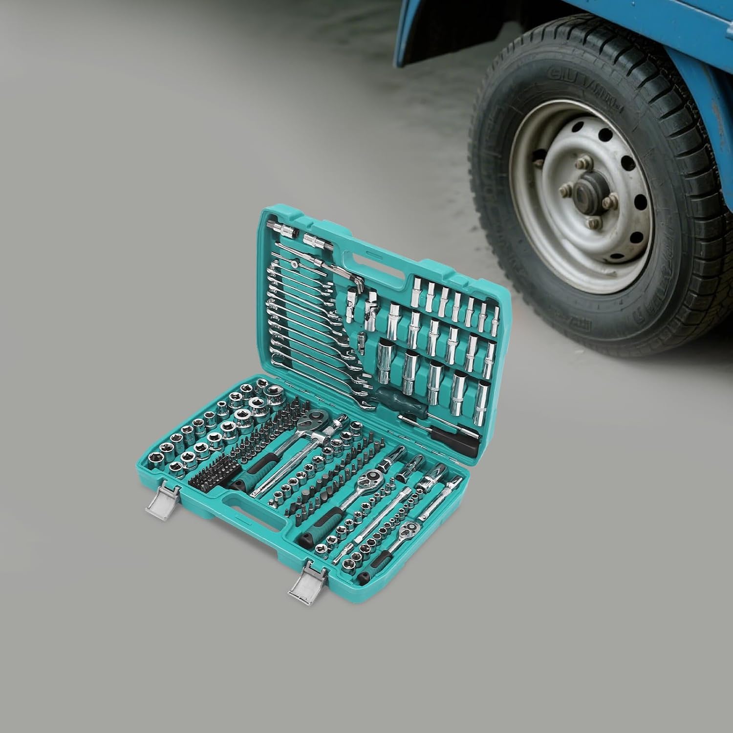 Set di Chiavi a Bussola da 216 Pezzi con Chiave a cricchetto, Giunto Universale, prolunghe e Kit di Utensili di precisione a 24 Denti.