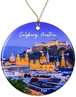 DMCDesigns Salzburg - Austria Ornament - Christmas Ornament - Salzburg - Austria Christmas Ornament Travel Ornament - Travel Keepsake - Salzburg - Austria Souvenir Gift Printed on One Side