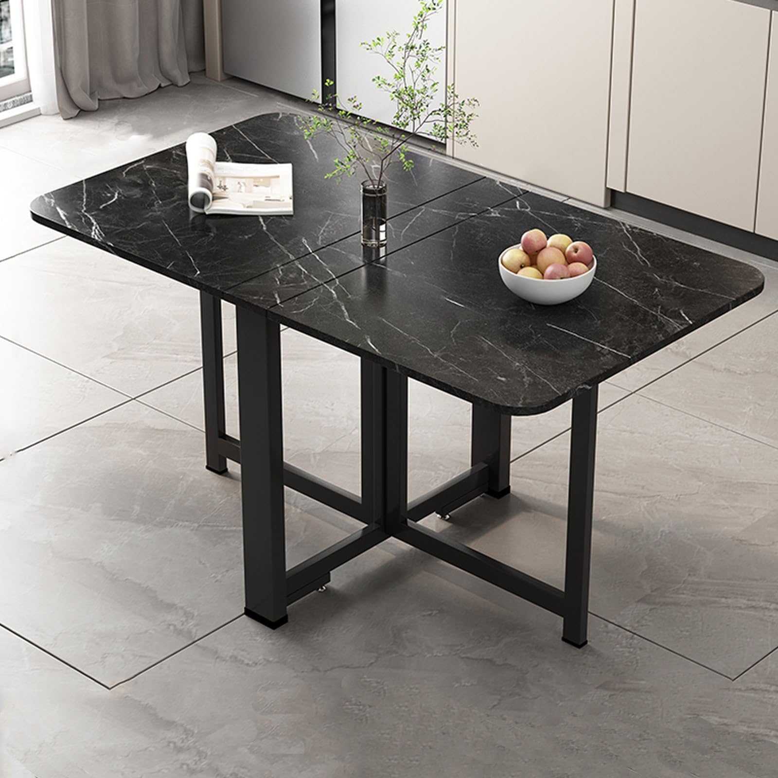 Foldable Expandable Dining TableWood Desk for Small Spaces MultiPurpose Kitchen and Dining Room Table Set Compact Storage Solution