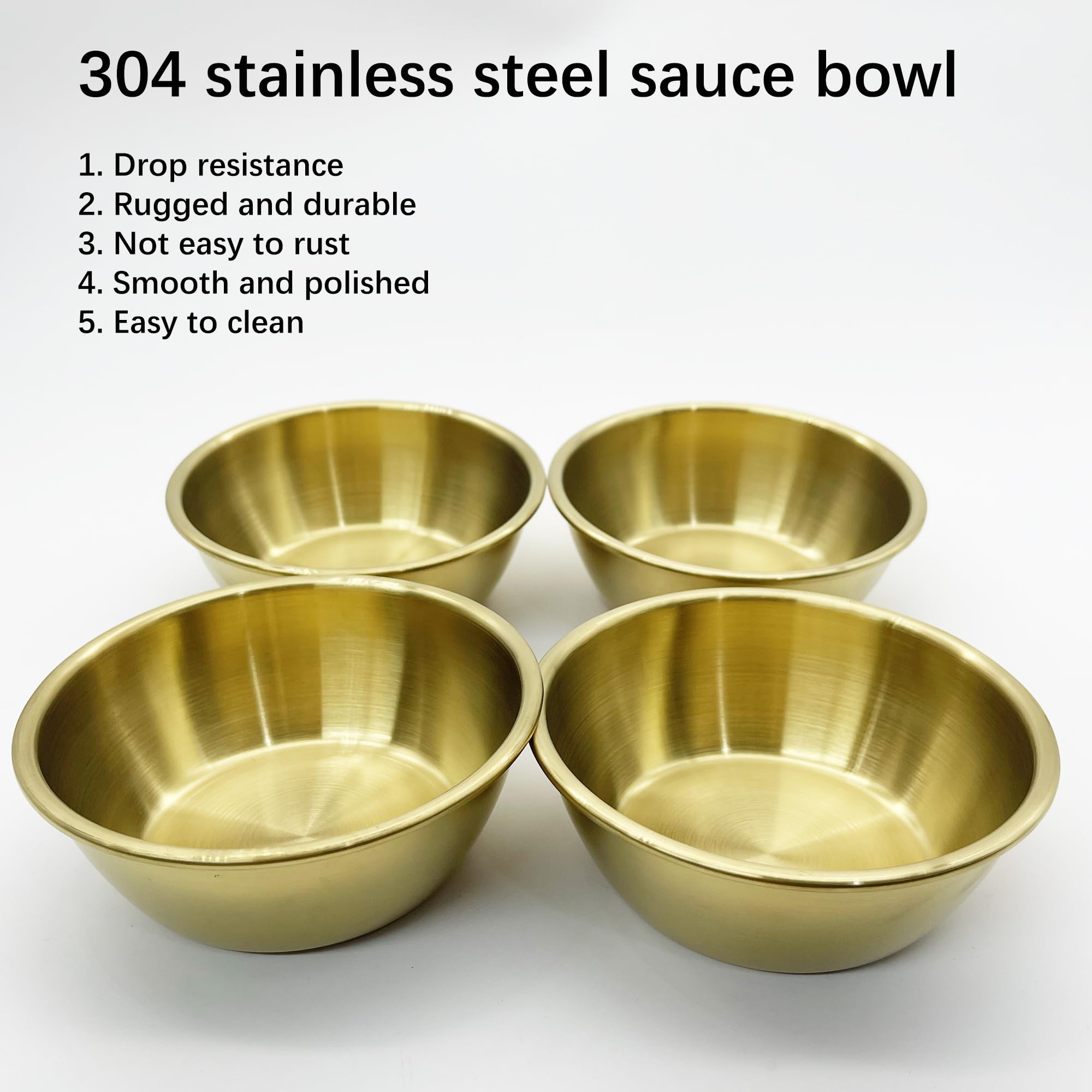 duoyif Ciotole Per Salsa 12cm 4 pezzi Golden, Ciotoline da Snack In Acciaio Inox, Mini Ciotoline Di Servizio, Piccola Ciotola Rotonda Per Salse Snack Aperitivi Dessert Sushi Spezie (oro, 12x4cm)