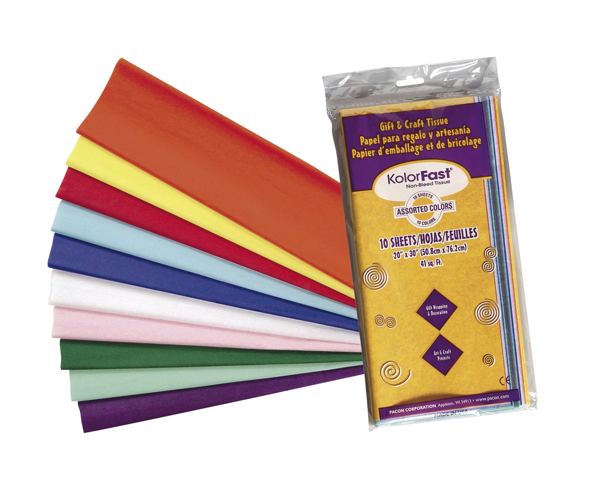 KolorFast KolorFast Tissue Paper Assortment, 10 Sheets
