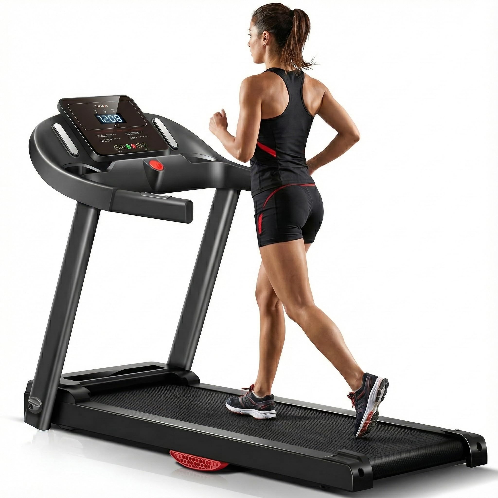 Tapis Roulant Salvaspazio 14km/h, Tapis Roulant Elettrico Pieghevole con Inclinazione 15%, Walking Pad Pieghevole da Casa, Motore Silenzioso 3.0 HP, Display LED, Portata 136 kg