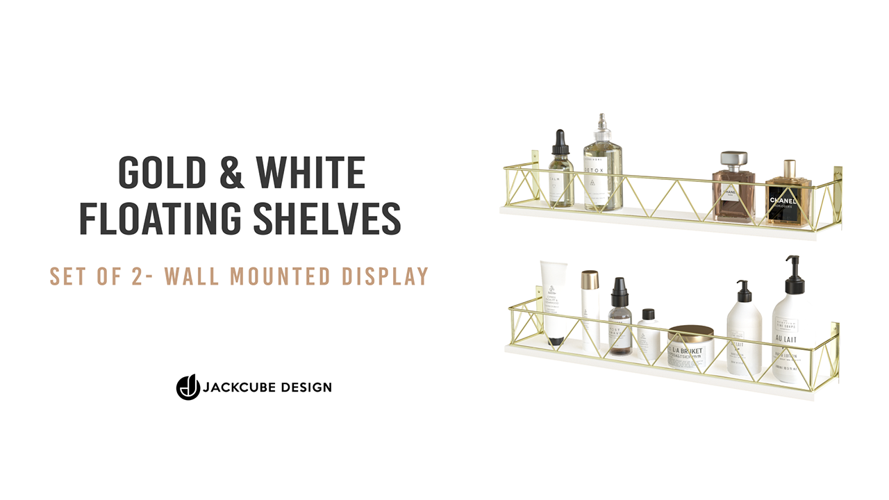 Amazon.com: J JACKCUBE Design White and Gold Floating Shelves for
