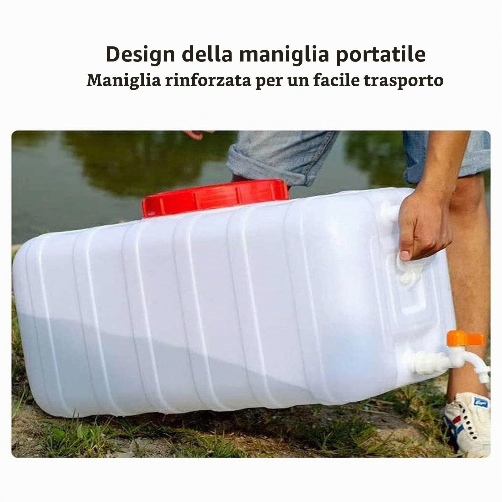 Tanica per acqua Bianco 200L Potabile Per Campeggio All'aperto O Contenitore Per Acqua Portatile Per Uso Familiare，Contenitore Orizzontale In Plastica Ad Alto Spessore，Contenitore Per Acqua Con Rubine