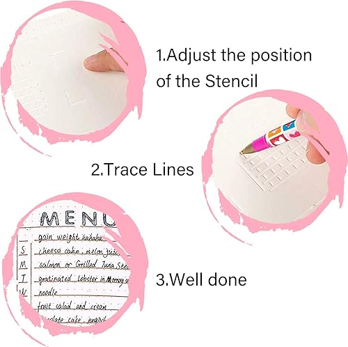 Miniatura 6 de Bullet Journals Supplies Notebook, Juego de plantillas de diario de productividad para diarios punteados, plantillas de planificador de bricolaje