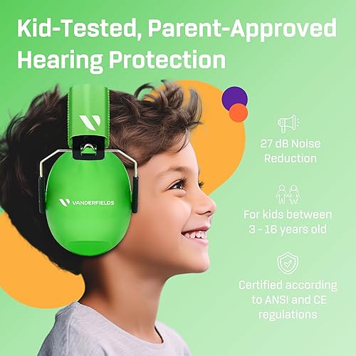 Vista 135 de Vanderfields Kids Ear Protection Earmuffs - Noise Cancelling Headphones for Kids, Autism, Toddler, Children