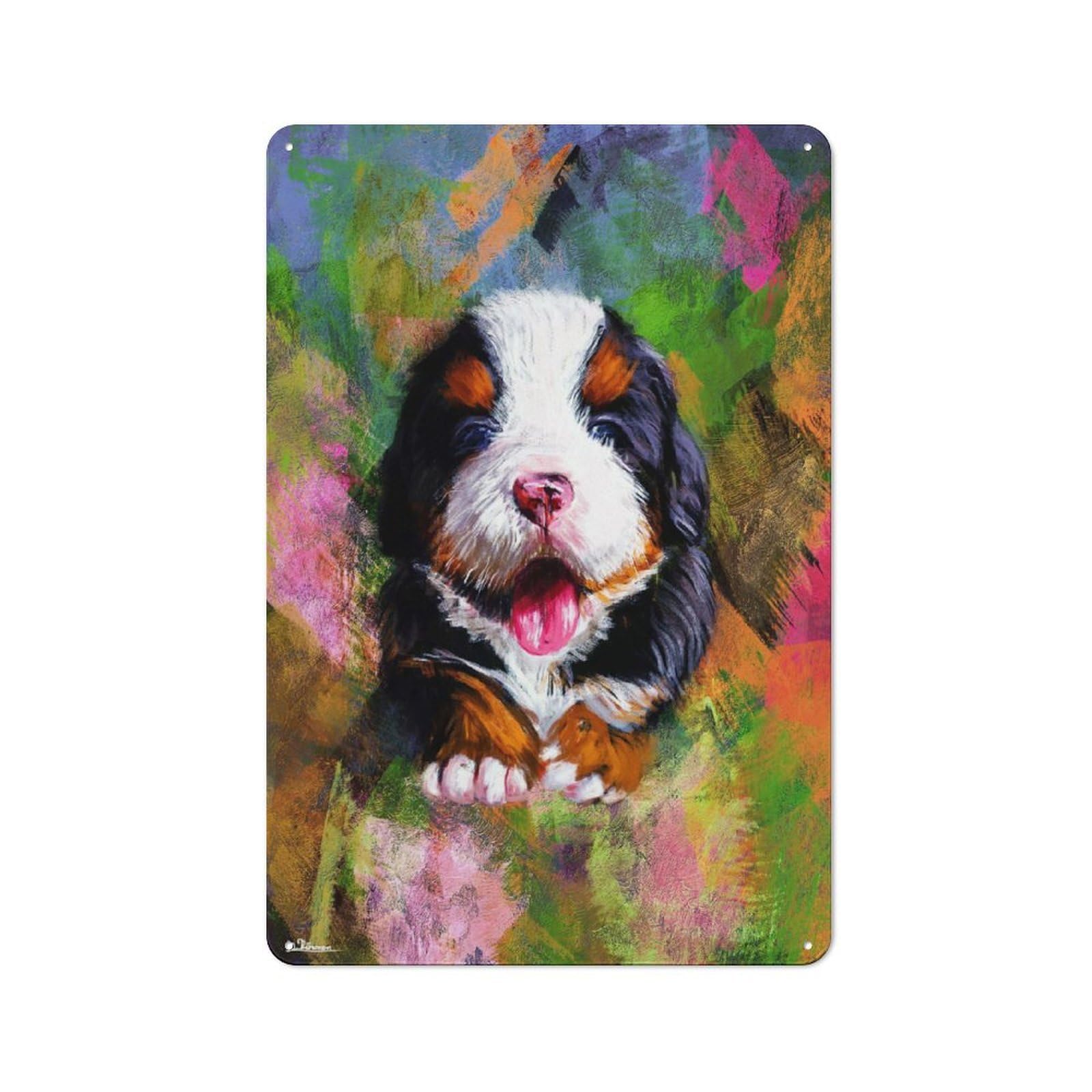 Junmoney Style-14 Puppy Retro Metal Wall Sign 30X20cm For Living Room Or Hallway, For Collectors Decorating Living Rooms And Hallways