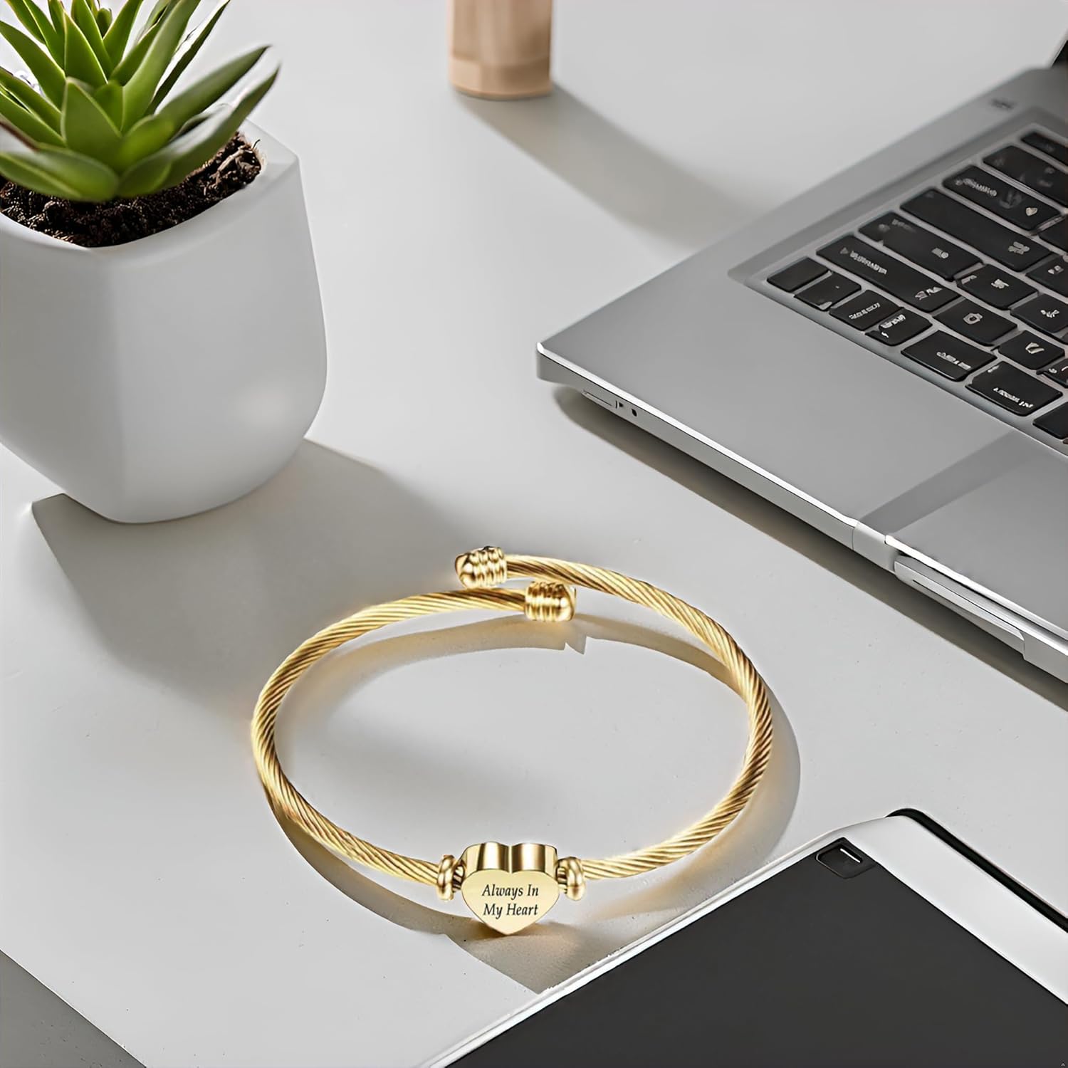 zeqingjw Heart Cremation Bracelet for Ashes Stainless Steel Urn Bangle Bracelet Memorial Keepsake Ash Jewelry for Women Men - Image 7