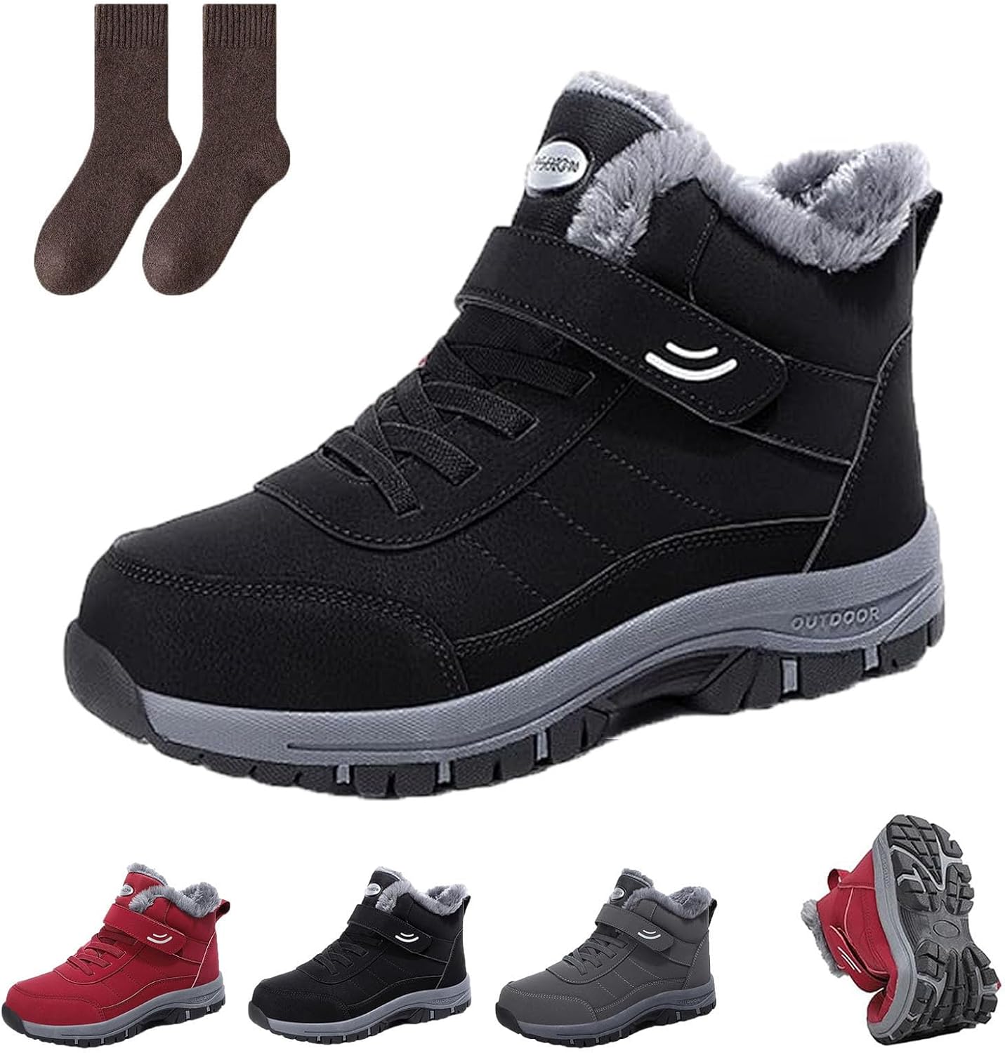 kuker Orthopedic Non-Slip Winter Boots, Orthopedic Non-Slip Winter Walking Shoes for Women Men, Ankle Hiking Walking Outdoor