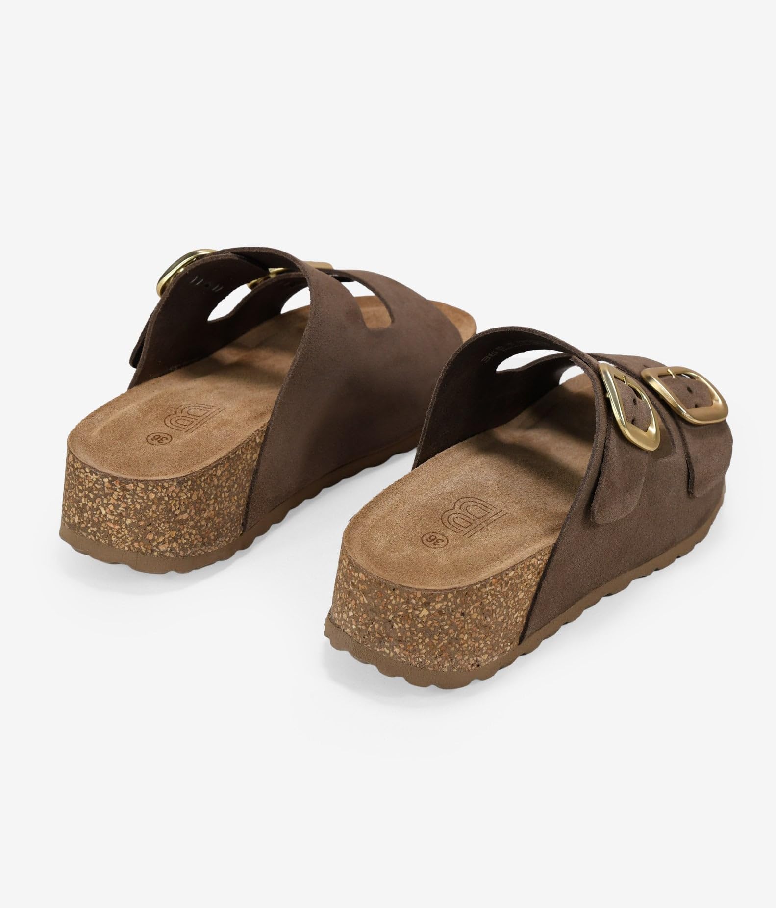 BOSANOVA Sandalias de cuña para Mujer en Piel con Doble Tira con Hebillas Regulables y Suela de Corcho Sin Cierre. Plantilla Confort. Calzado para Mujer