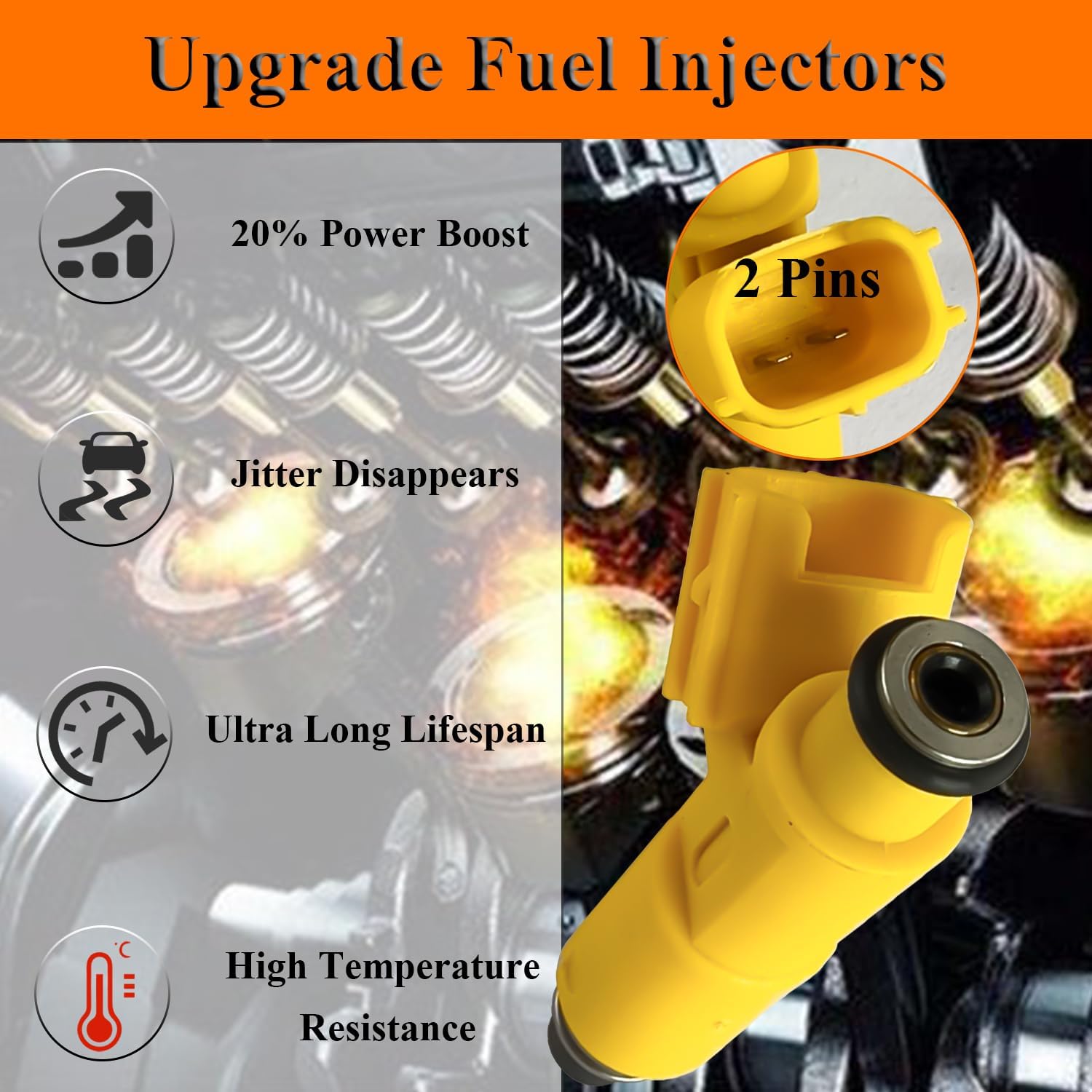 Engine Fuel Injector Kits Fit for Toyota RAV4 2001-2003 4V 2.0L, Set of 4 Fuel Injectors Replace OE # 2325028050 23250-28050