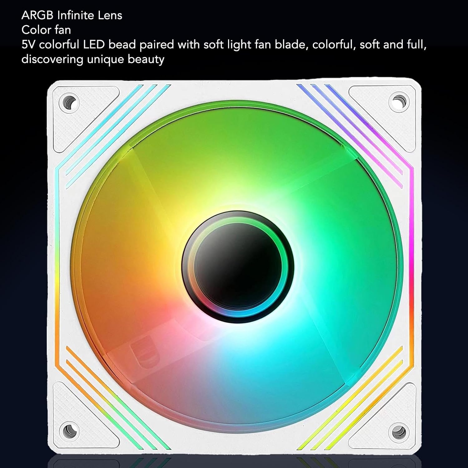 LICAEVEY 140mm ARGB PC Case Fan - High Static Pressure Cooling with Synchronized Lighting, Quiet 140x140x25mm Chassis Fan for CPU Coolers & PC Builds (Reverse White)
