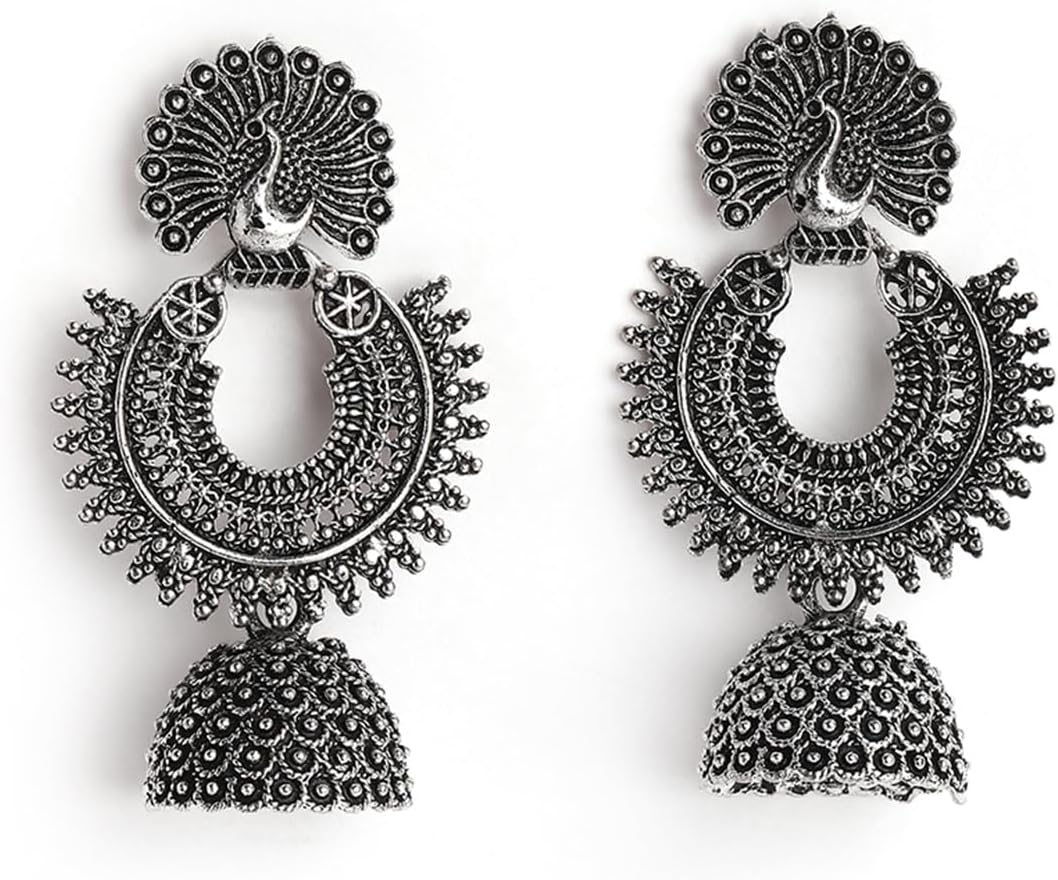 INDO ERASilver-Plated Contemporary Assorted Jhumka Earrings for Girls and Women | You will get any one Jhumka from all