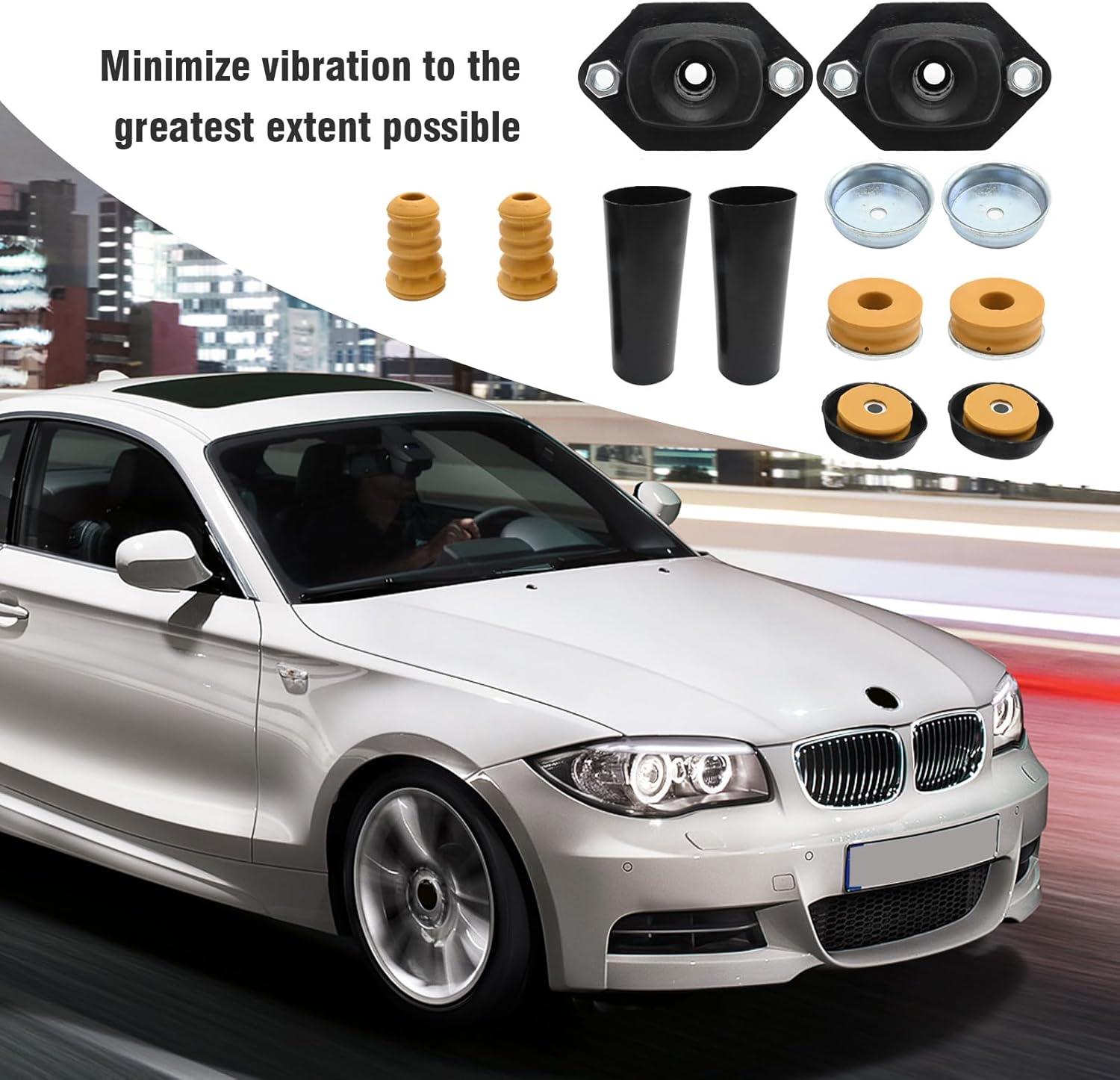 Saihisday 14Pcs Rear Upper and Lower Shock Mount Kit, Shock Absorber Grommets Bump Stops Kit Replacement for BMW E82 E88 E90 E90N E92 E92N Replaces 33506767010