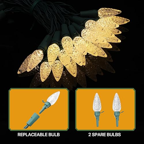 Miniatura 8 de mollie Tira de luces de Navidad con 50 luces LED de 17 pies, 8 modos de luces LED, funciona con pilas, impermeable, con cable verde para bodas al