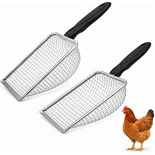 CARGEN 2 Pack Chicken Poop Scooper for Coop, Stainless Steel Chicken Scooper with 3.8/5mm Mesh, Multi-Use Metal Sifter Shovel for Cleaning Cat Litter, Rabbit Cages, Duck and Small Pet Waste