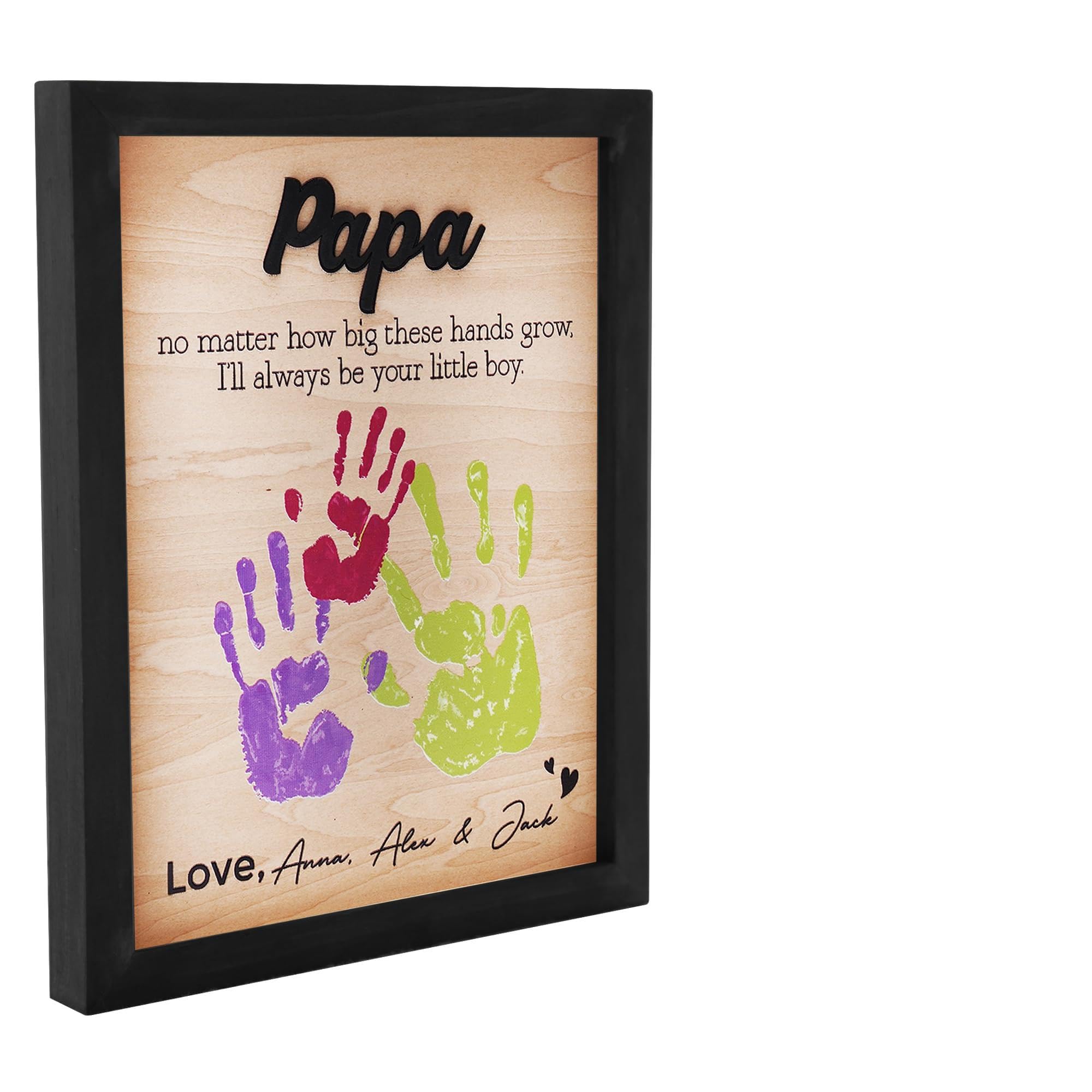 Best Dad Ever Hands Down Sign Handprint Kit with Paint DIY Gift for Father's Day, Personalized Father’s Day Crafts from Daughter, Son, Kids Keepsake Birthday Handprint Dad Gifts for Stepdad, Grandpa