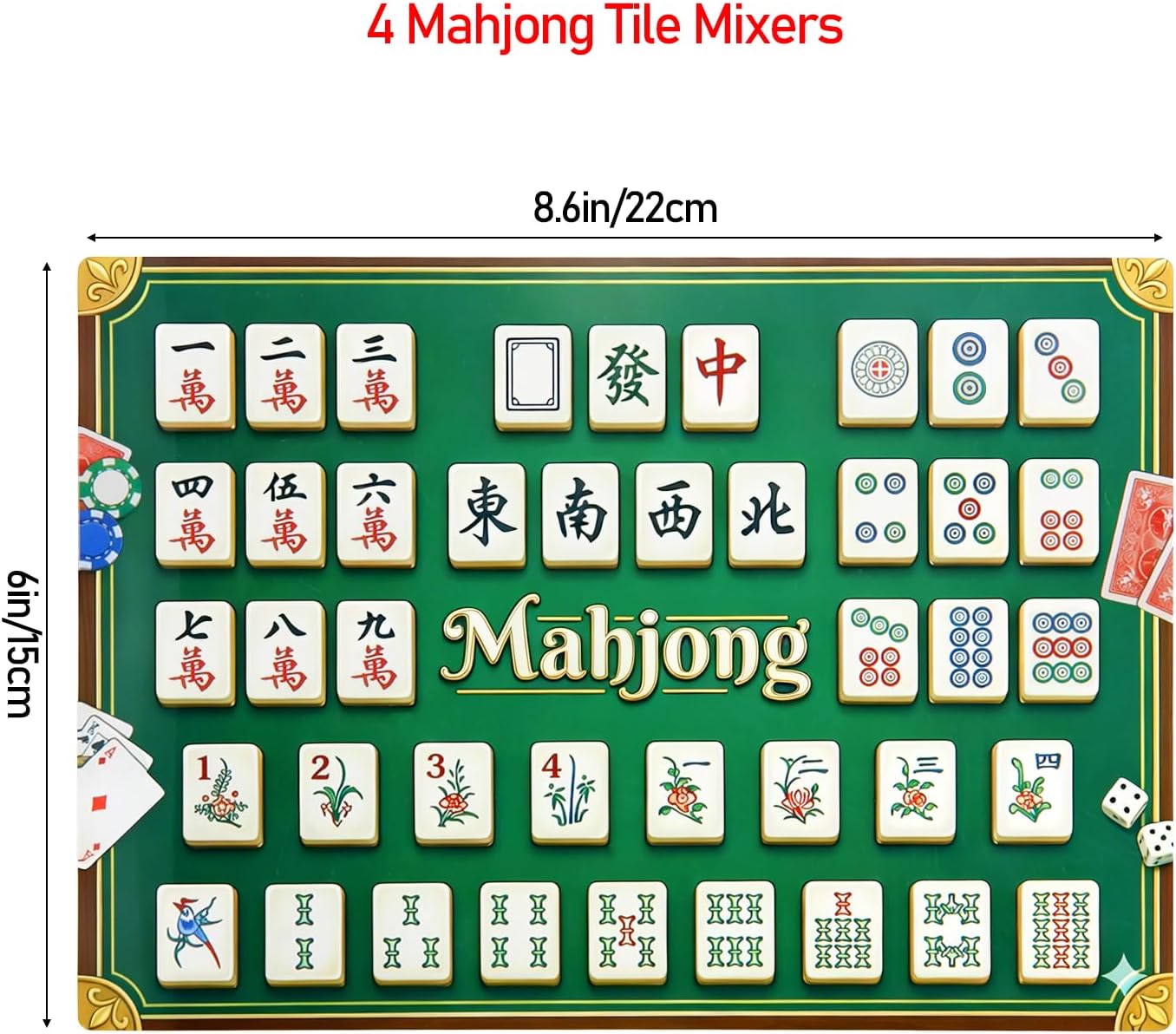 HUIKANGSHENG Mahjong Tile Mixers (Shufflers), Mahjong Accessories for Mahjong Lovers, Reusable Plastic Blenders for Effortless Tile Mixing, Perfect for Game Night & Parties,Set of 4