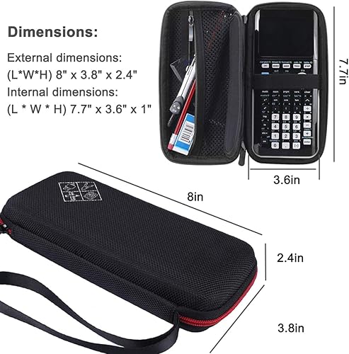 Miniatura 7 de Xberstar, estuche duro de EVA para guardar y transportar calculadora gráfica de Texas Instruments y otros elementos TI-84 83 Plus CE, estuche de