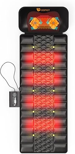 Miniatura 7 de Alfombrilla de masaje, masajeador de cuello desmontable, calefacción por vibración de cuerpo completo, almohadilla de masaje con 10 motores