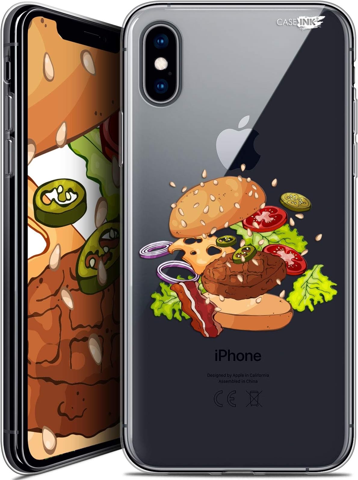 Caseink Splash Burger Crystal Gel HD Case for Apple iPhone XS/X (5.8)
