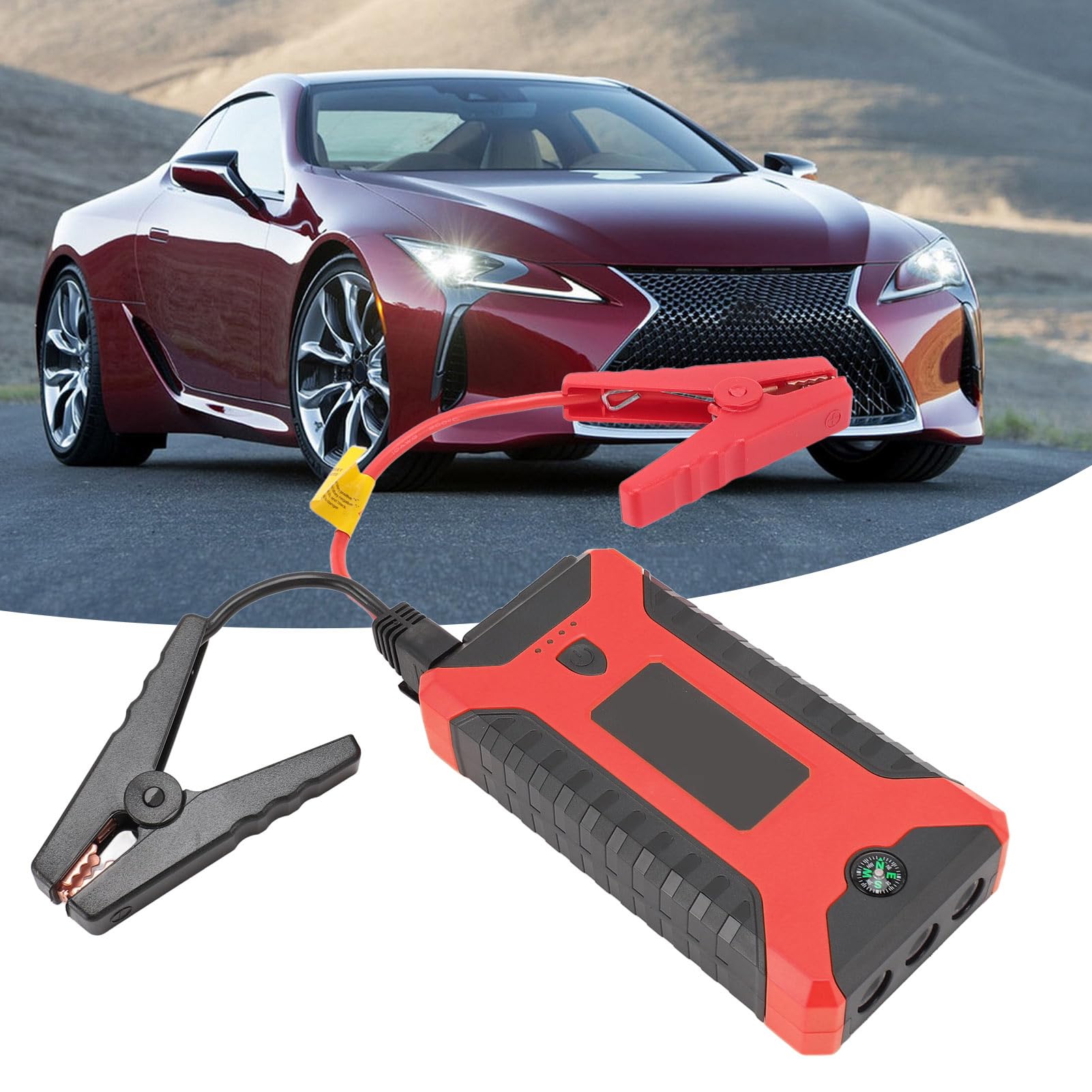 Tosuny Arrancador de Batería para Coche, Batería de Arranque de 1000A Pico 20 000mAh para Motores de Gasolina de Hasta 7L y Motores Diésel de Hasta 5,5L, con Linterna y cable (Rojo)