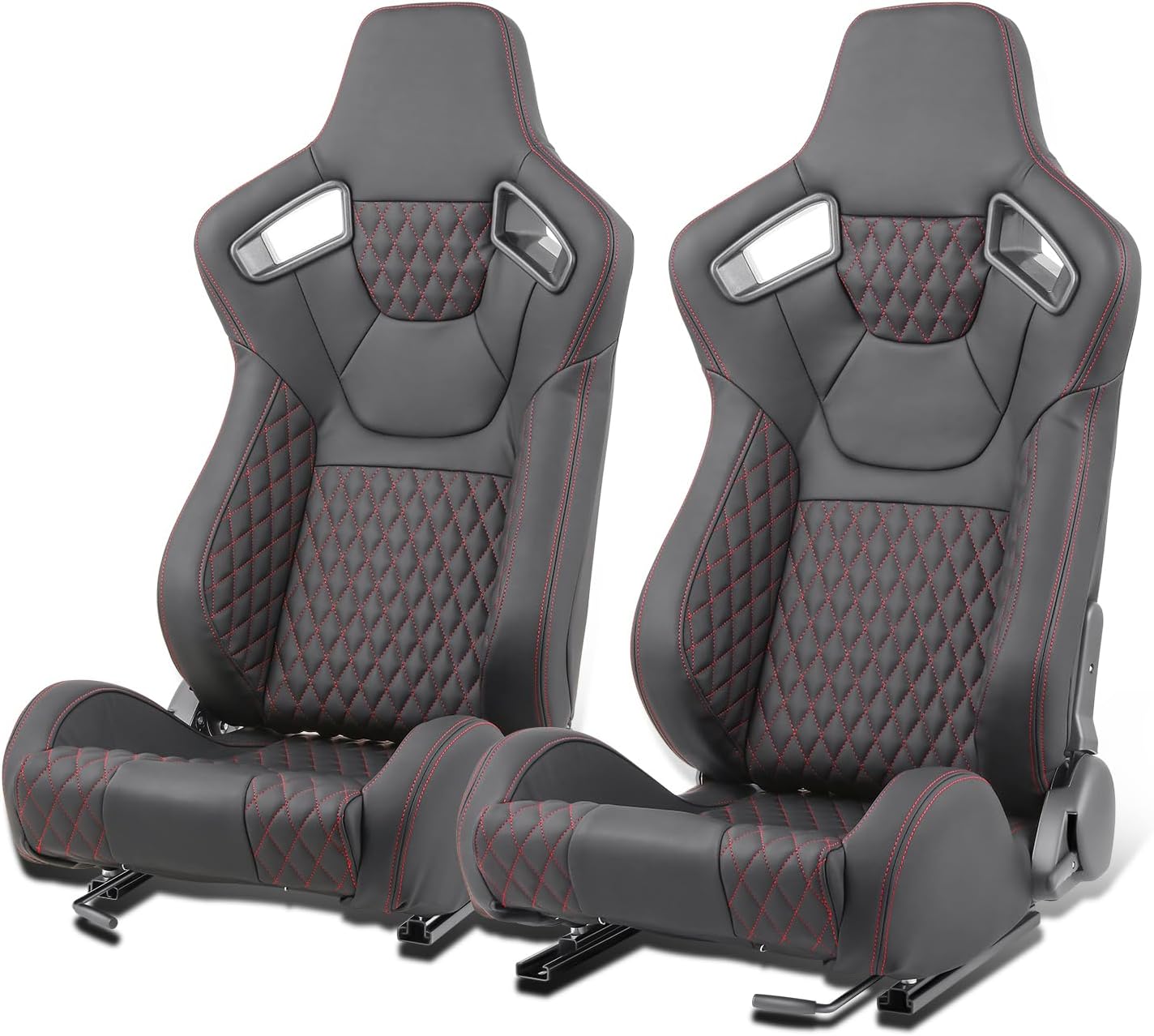 Elite-S Series Sport Seats - Black & Red Houndstooth (Red Stitching) – Slammedenuff