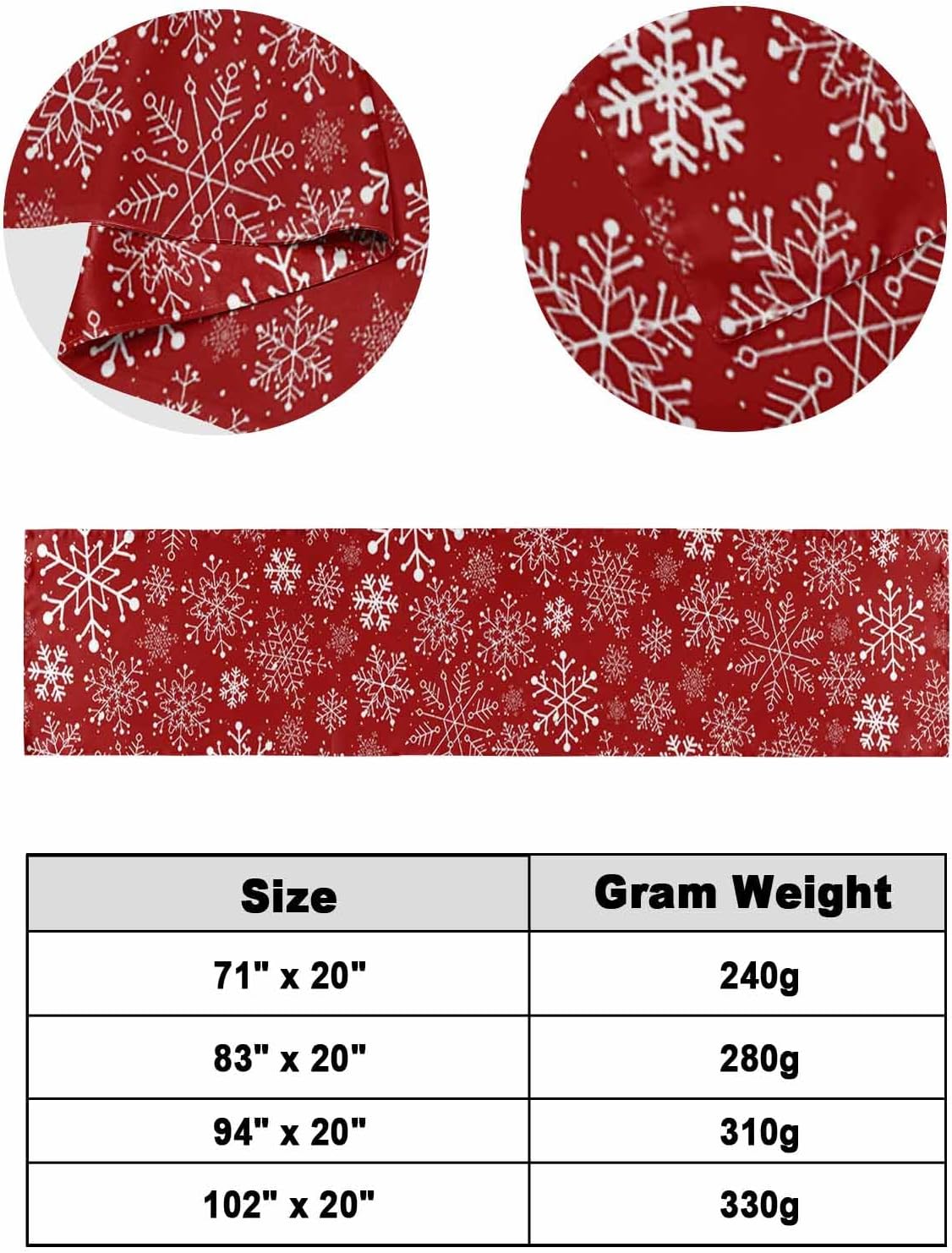 DecorLovee Red Snowflake Christmas Bed Runners for Cal King Size Bed, Decorative Bed Throws for Foot of Bed, Xmas Snowflake Red Bed Runner Sofa Throw Bedding Scarf Protector Slipcover for Bedroom