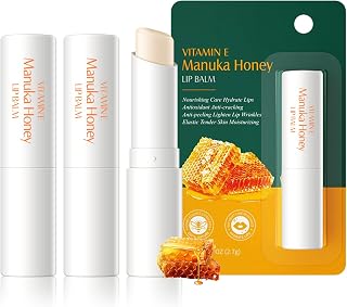 KYDA 3 Pcs Vitamin E Moisturizing Lip Balm, Deep Hydrating Tinted Lip Balm, Reduce Fine Lines, Daily Lip Moisturizer for Dry Cracked Lips, Colorless Finish