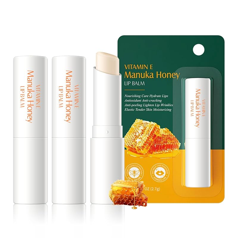 Bálsamo labial KYDA com Vitamina E, acabamento sem cor, pacote com 3