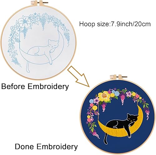 Miniatura 11 de Louise Maelys Kits de bordado cardenal para principiantes con patrón de flor de pájaro, kit de punto de cruz para adultos, kit de punto de cruz