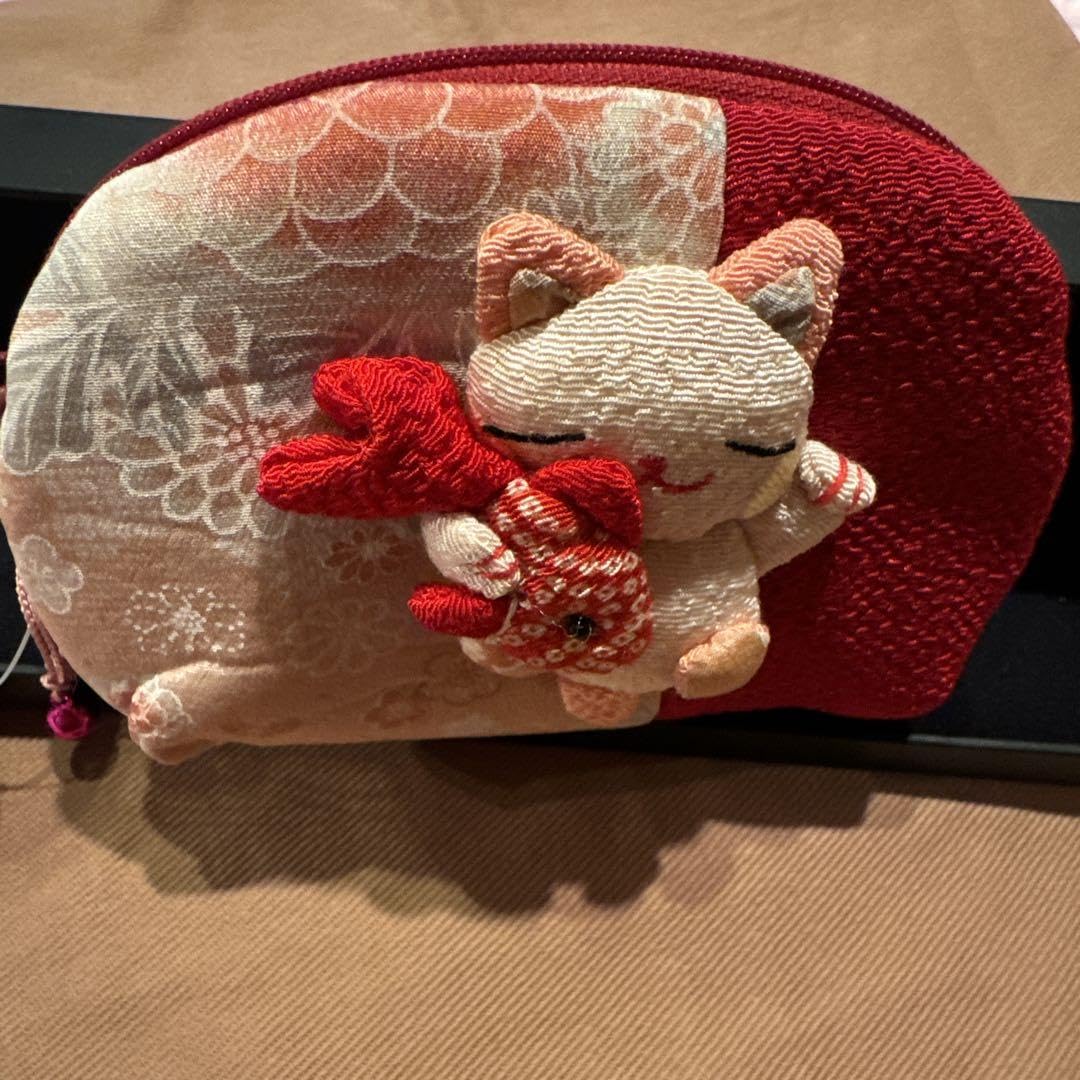 ❤️笑顔いっぱい招き猫フルオープンポーチ スケーター ポーチ ダイカットポーチ フェイス 茶太郎ときなこ