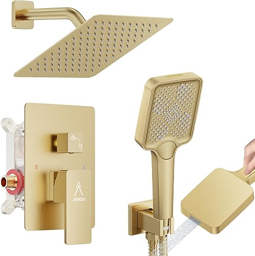Miniatura 15 de Sistema de Ducha Moderno de Lluvia de Latón Juego de Grifería con Válvula y Desviador Mezclador de Ducha con Ducha de Mano de Alta Presión Válvula