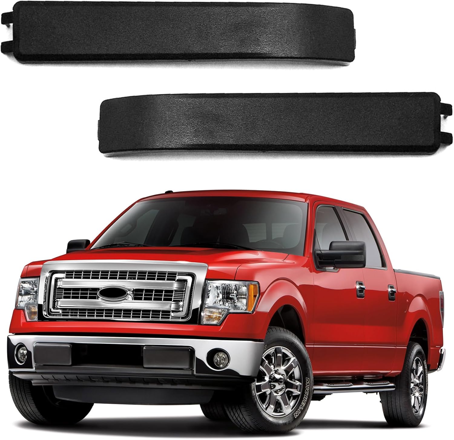 2 Pcs Driver & Passenger Side View Mirror Reflector Cover Compatible with Ford F150 2009 2010 2011 2012 2013 2014, Replaces 9L3Z17E749AA (Black)