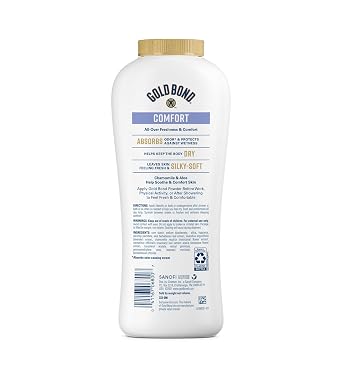 Gold Bond Ultimate Comfort Body Powder, Aloe and Chamomile, 10 Ounce Bottles (Pack of 3), Talc-Free Powder Helps Control Odor, and Absorb Moisture to Prevent Chaffing